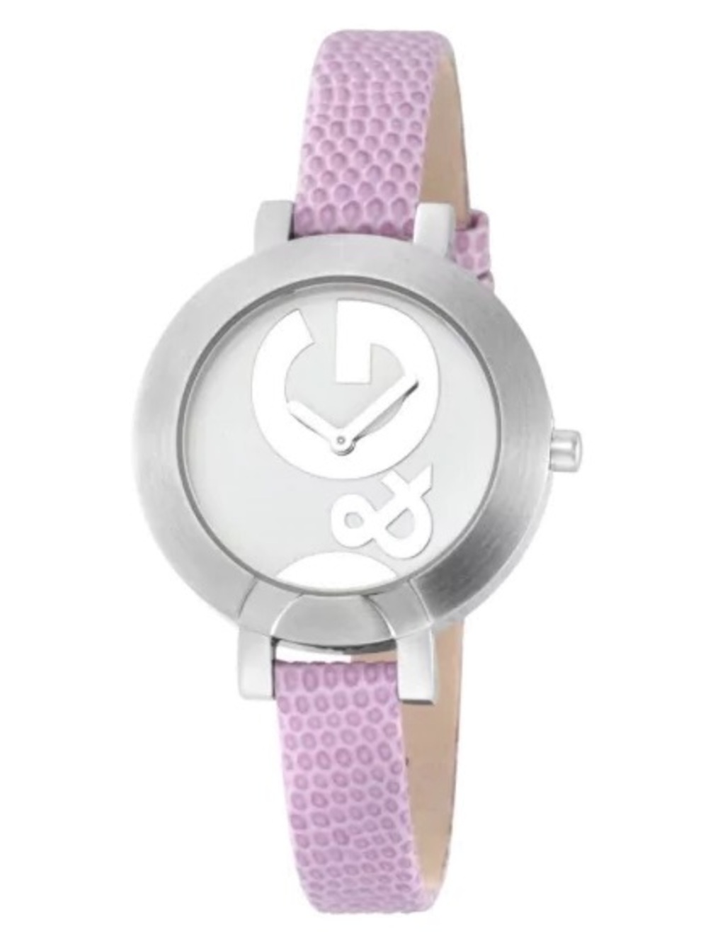 Dolce & Gabbana Silver Dial Watch with Lilac Leather Strap
